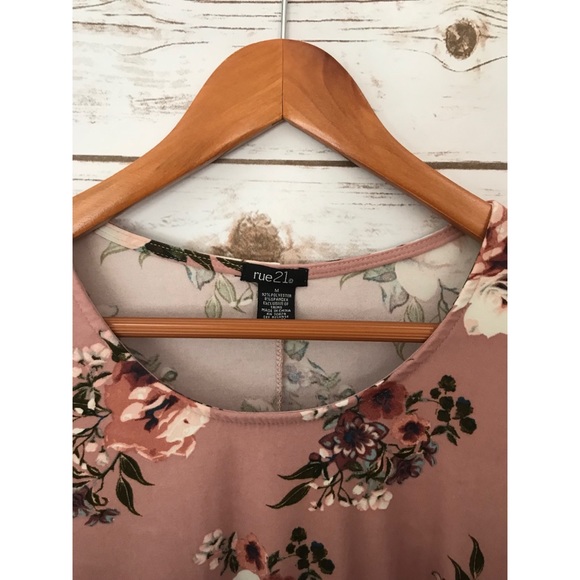 Rue 21 size medium pink floral stretch dress - Picture 2 of 4